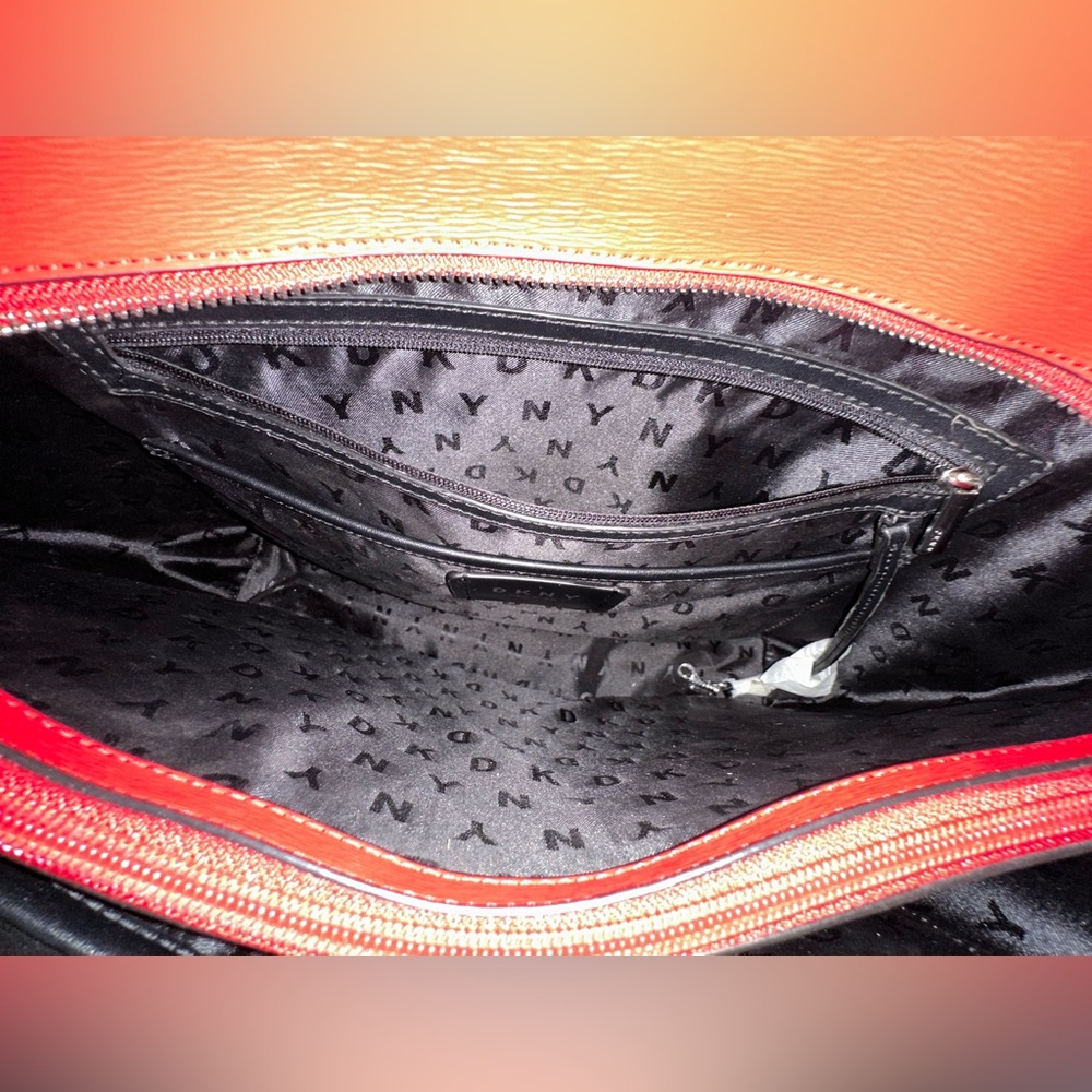 DKNY Red Leather Tote Bag - Picture 10 of 13